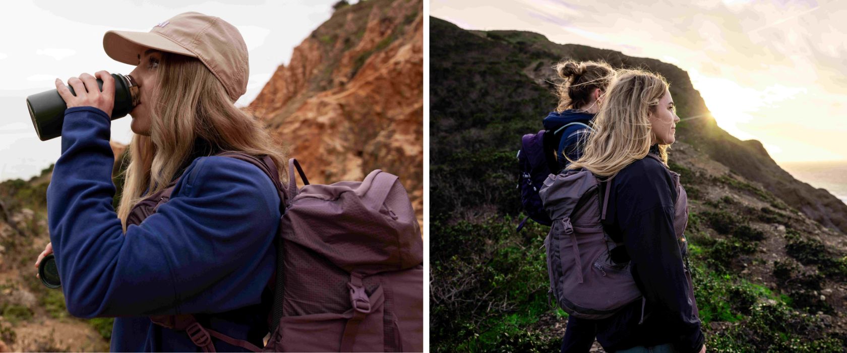 A collage of people running in the city and on trails