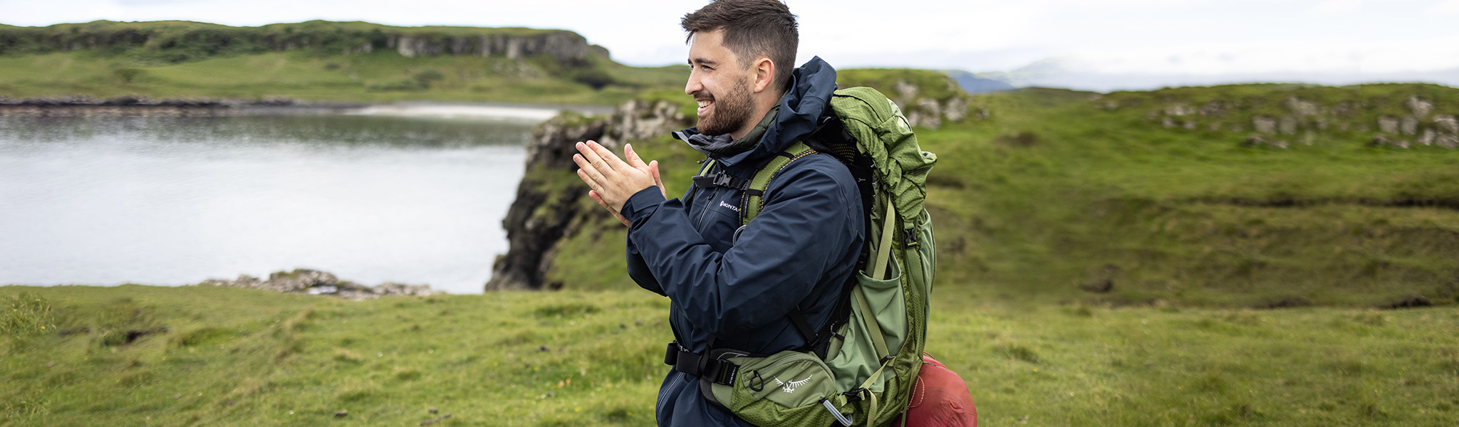 A man wearing a waterproof jacket 