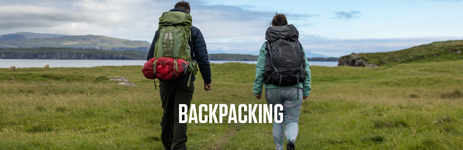 People backpacking outdoors