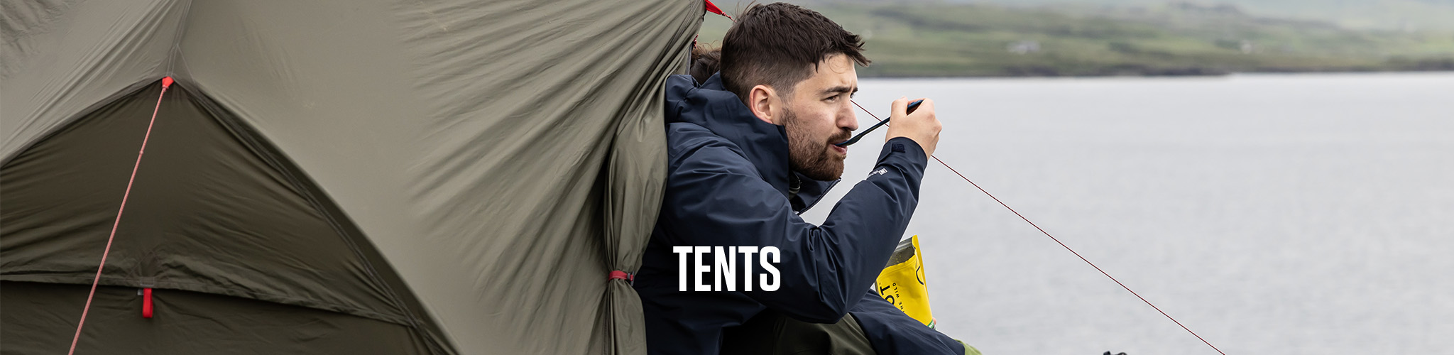 Man in tent