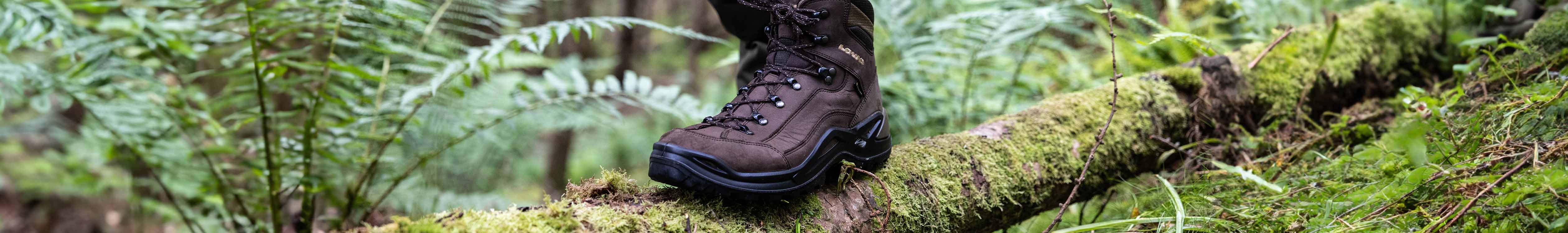 Outdoor footwear in a forest