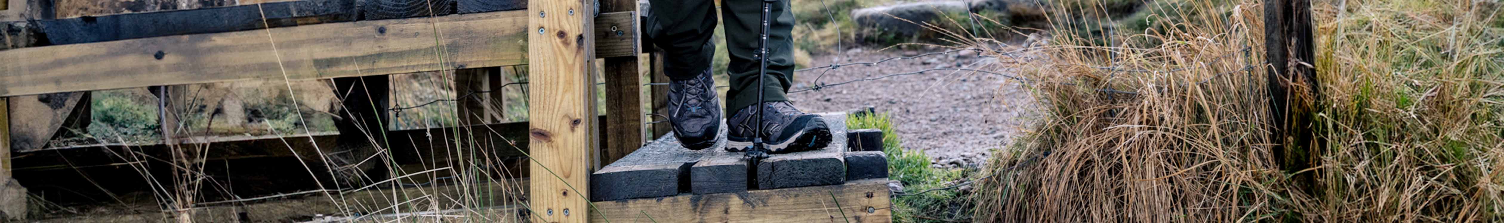 Person wearing waterproof footwear