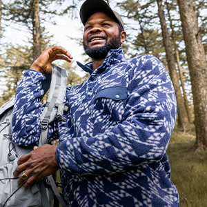 Man with a backpack outdoors