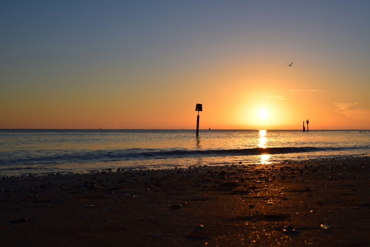 Cleethorpes beach at sunset