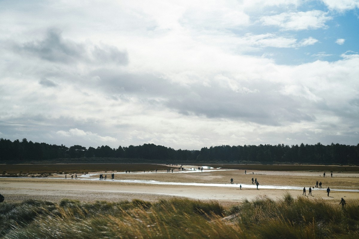 Holkham beach, people out on the beach 