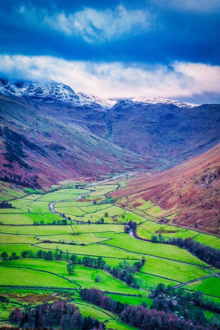 Fields and mountains in Great Langdale 