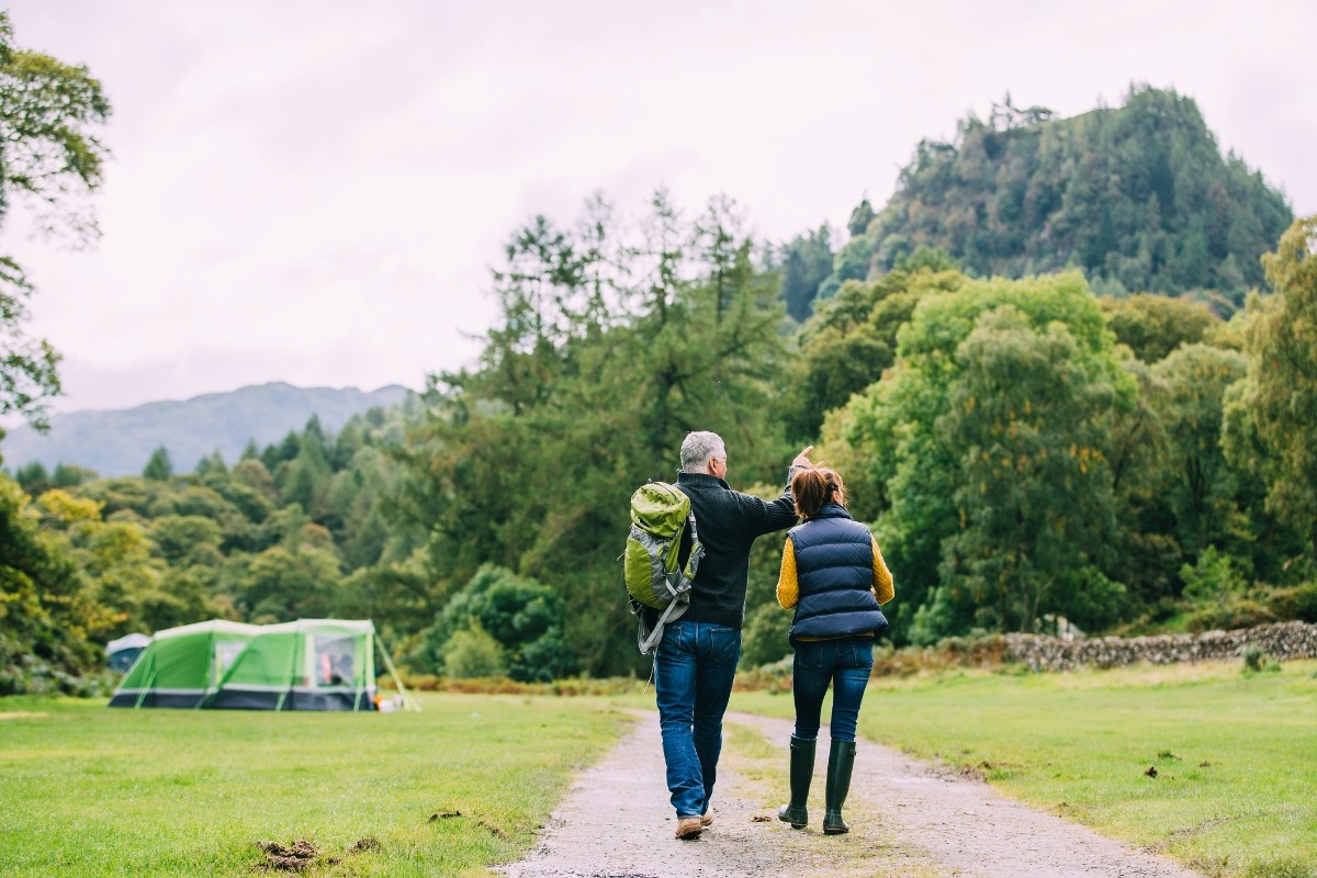 A couple in a campsite in Keswick 