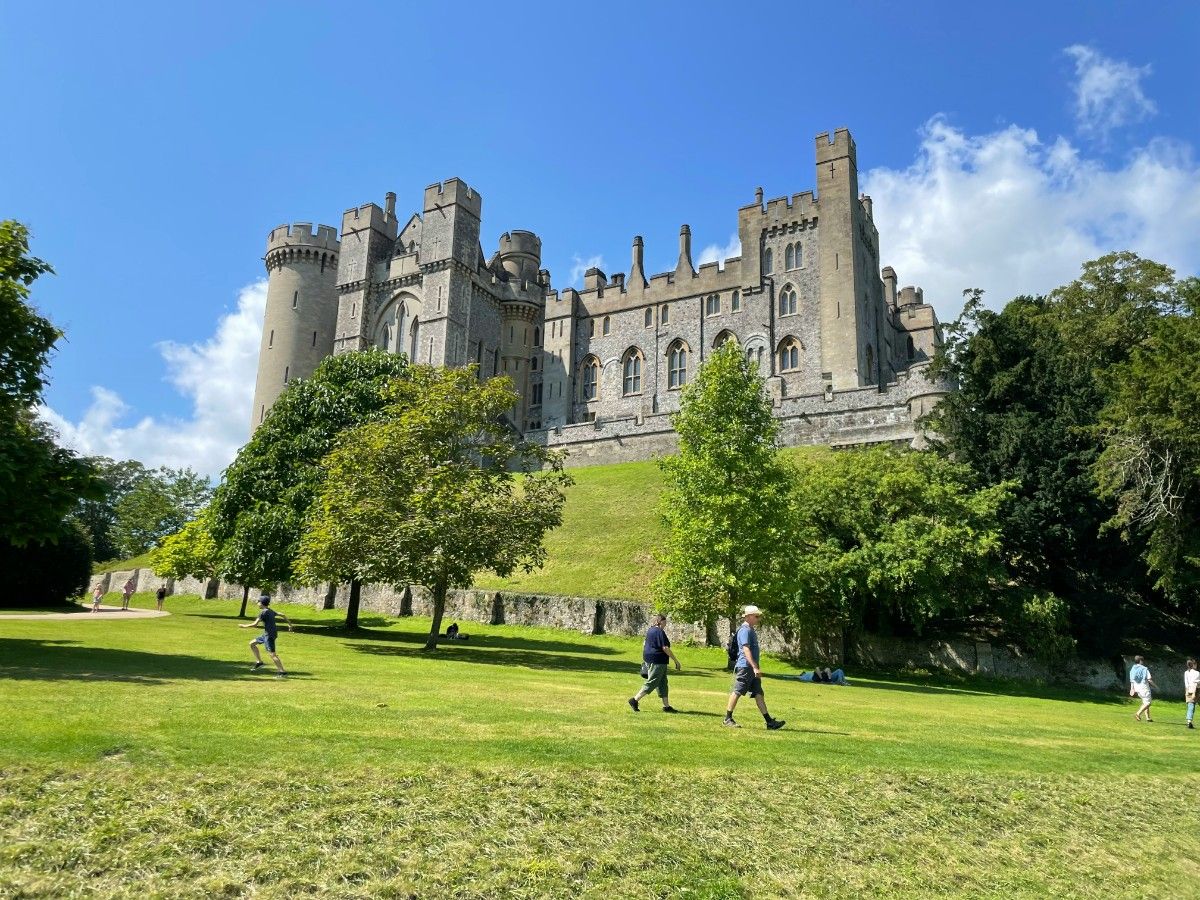 The greenery of Arundel Castles surroundings with the castle in the background