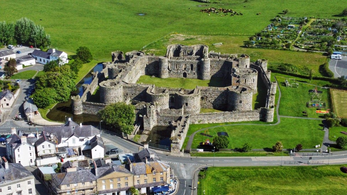 An aerial view of Beaumaris Castle