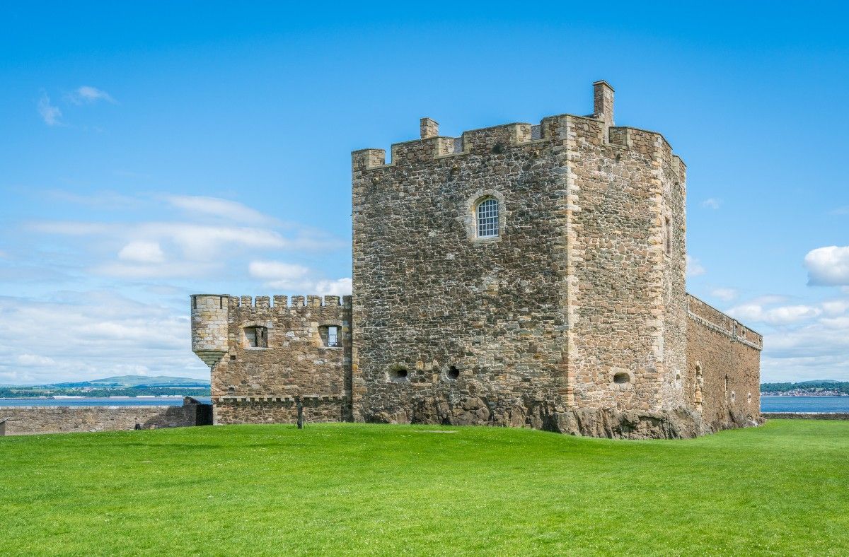 Blackness Castle in Scotland under a blue sky 