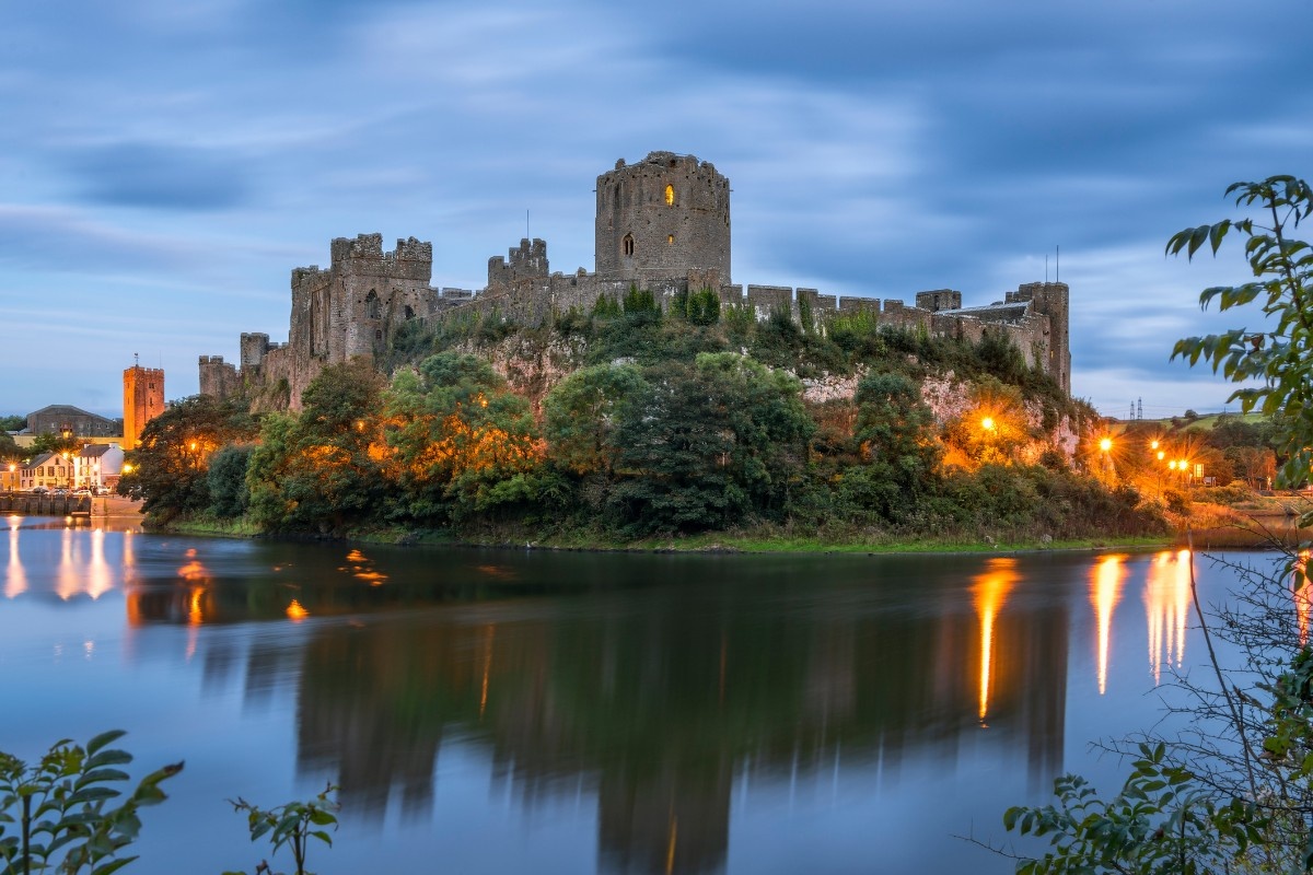 Pembroke Castle at night 