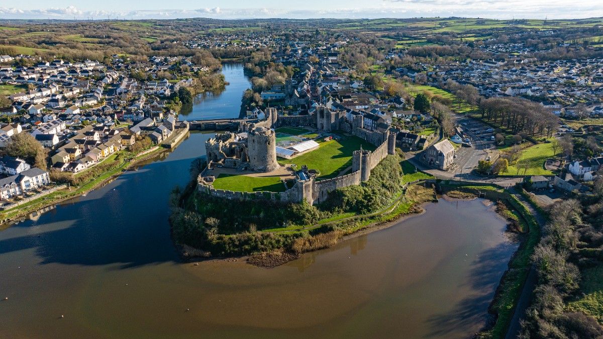 An aerial view of Pembroke Castle 