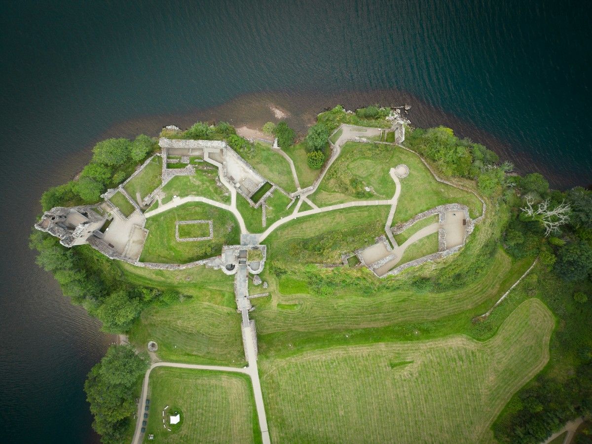 Aerial view of Urquhart Castle