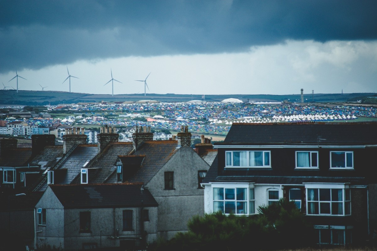 An image of Boardmasters festival taken from Newquay town 