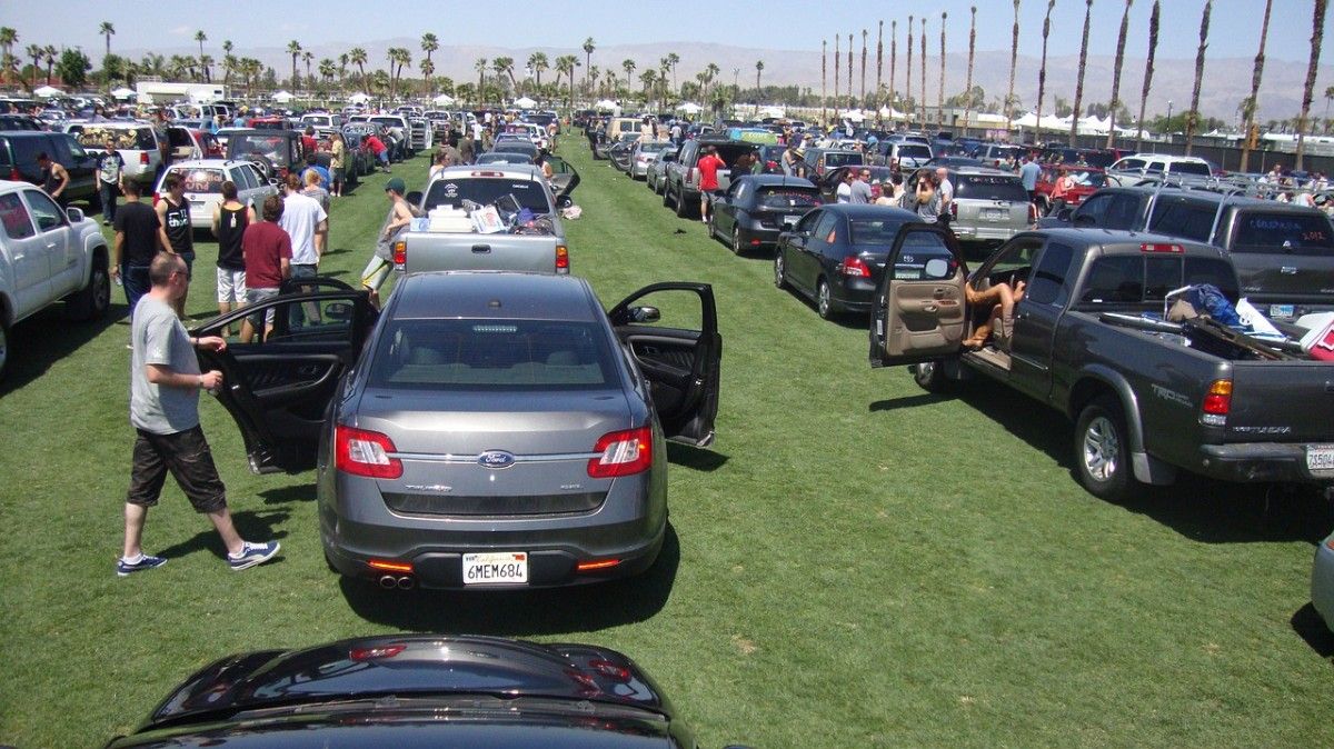 The car park at Coachella