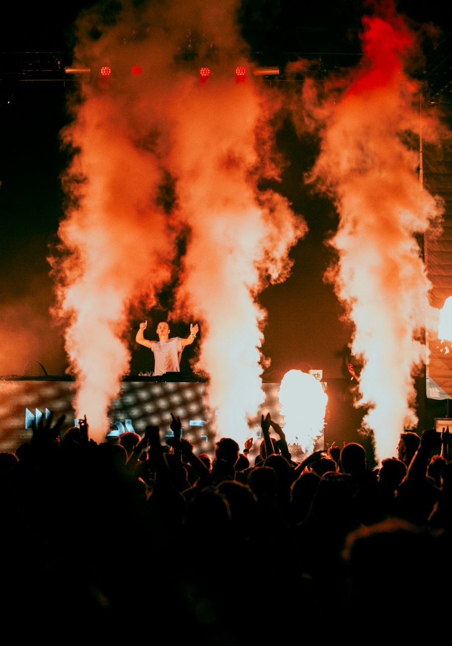 Smoke cannons on the stage at Creamfields