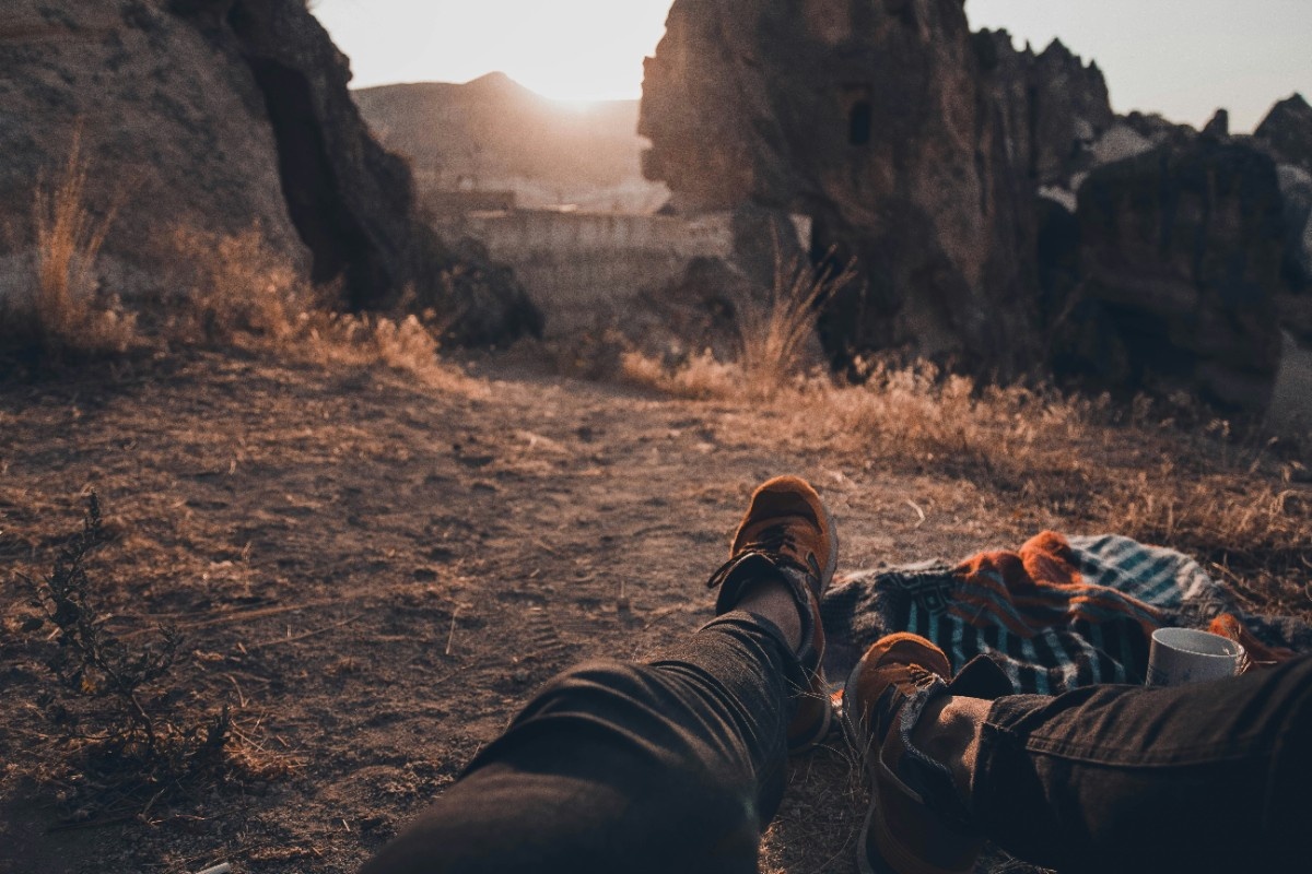 A person with their hiking socks