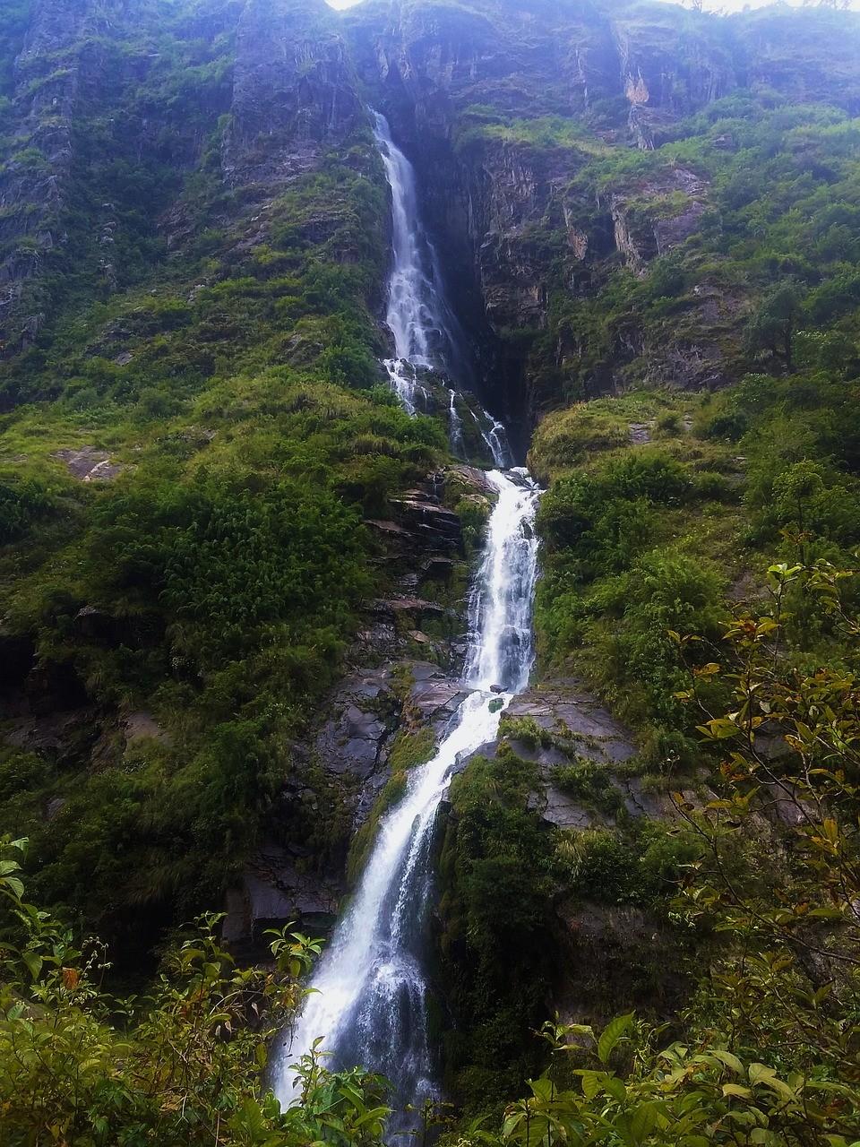 A waterfall on The Annapurna Circuit