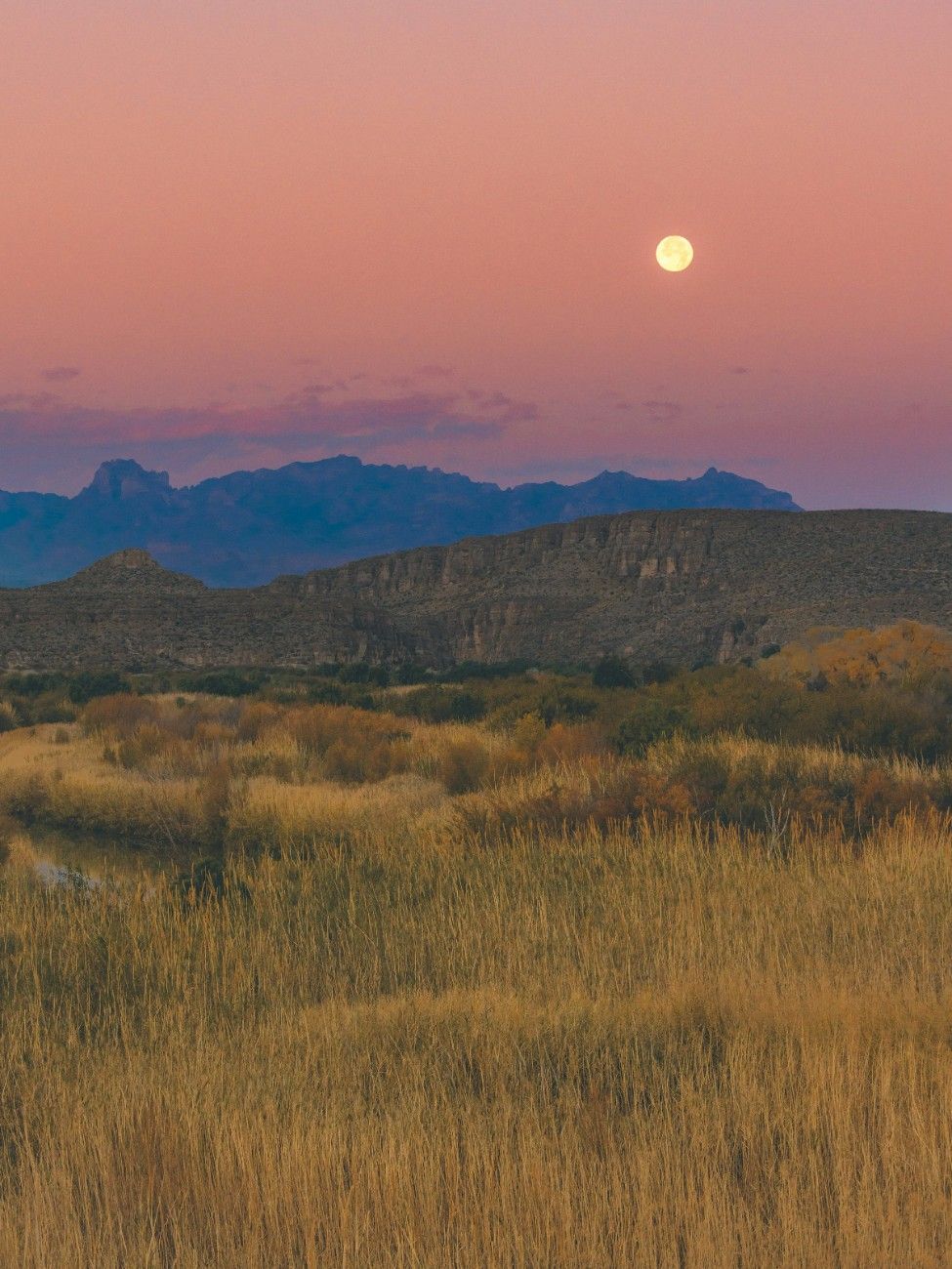 The sun setting over Big Bend National Park 