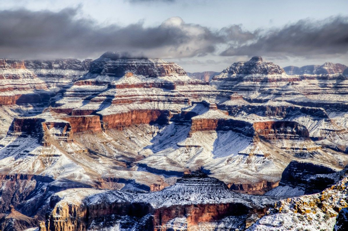 The Grand Canyon covered in snow over the winter months 