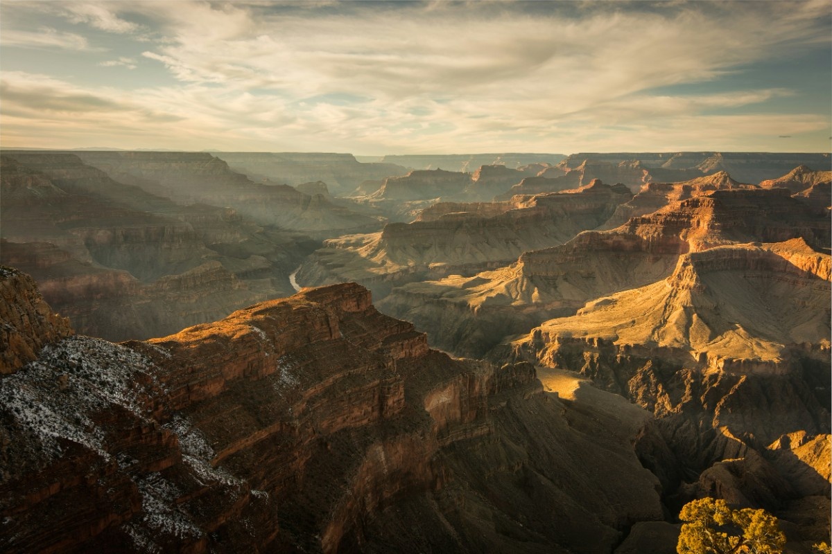 The sun rising over the Grand Canyon 