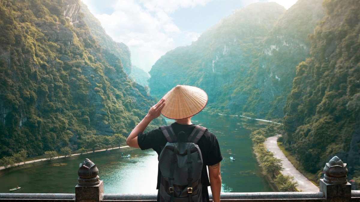 A person looking out at Ha Long Bay, Vietnam