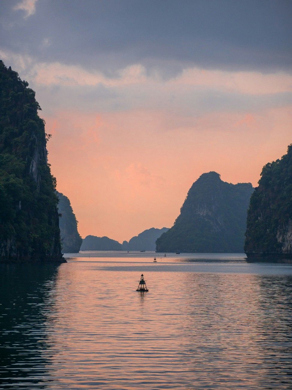 Ha Long Bay at sunset 