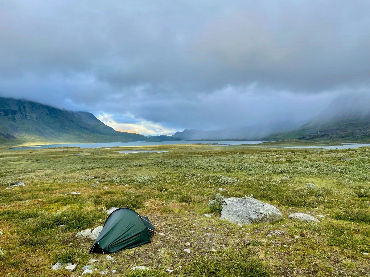 A tent wild camping on The Kungsleden Trail