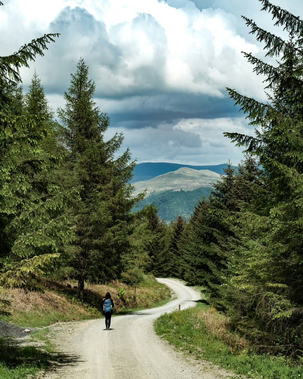 A person hiking toward Lake Windermere