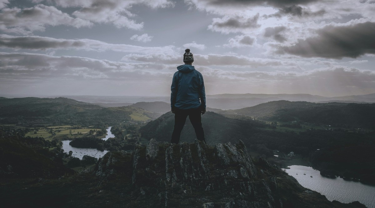 A person hiking in the Lake District 