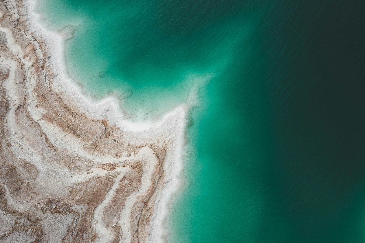 An aerial view of the Dead Sea