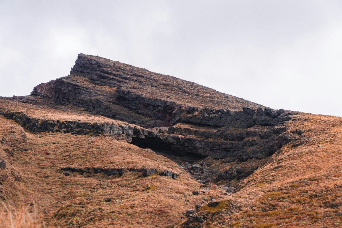 A rock formation at the top of the Tongariro Alpine Crossing trail