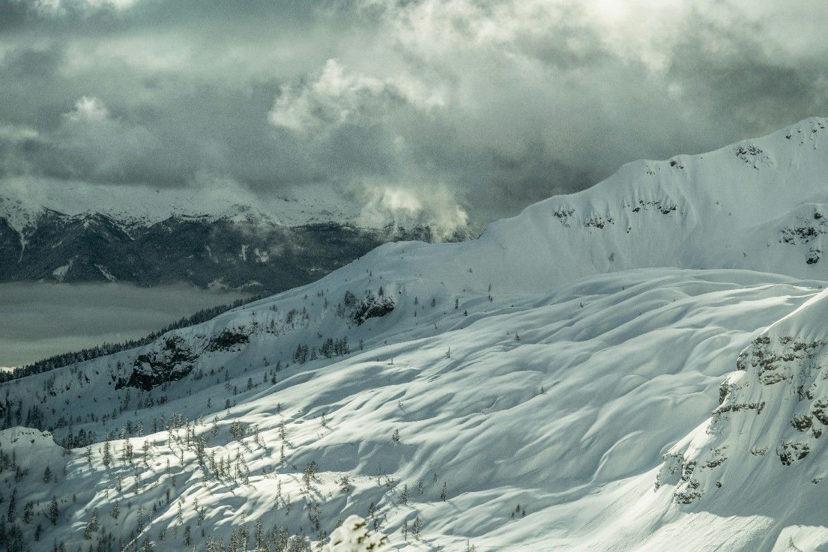 The snow covering Triglav in the winter 