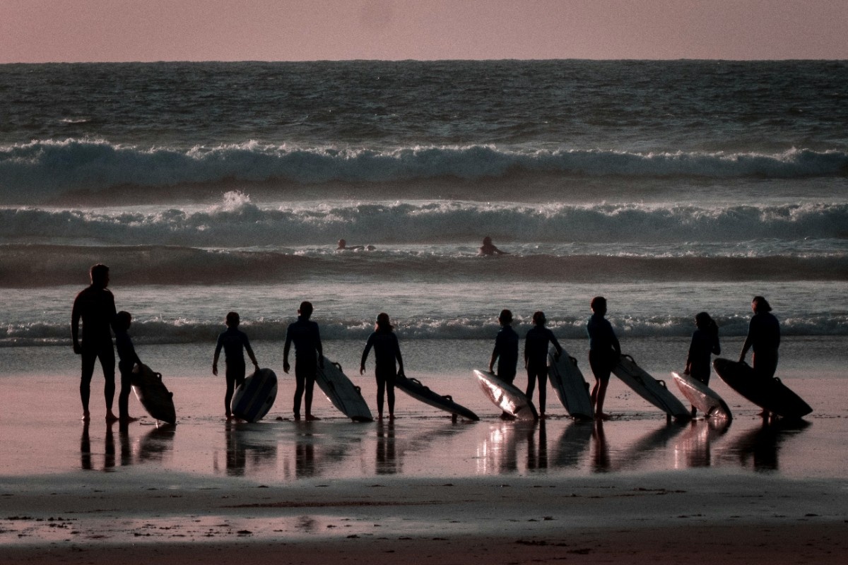 Surfers at Watergate Bay