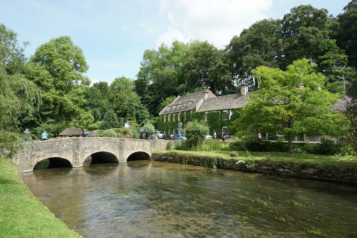 A bridge leading to the Swan Hotel, Bibury 