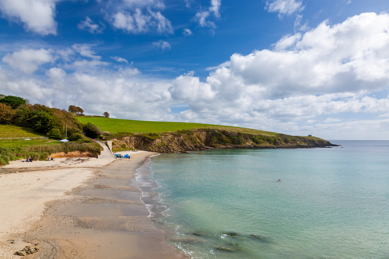 Porthcurnick Beach in Gerrans Bay at  Portscatho Cornwall England UK Europe