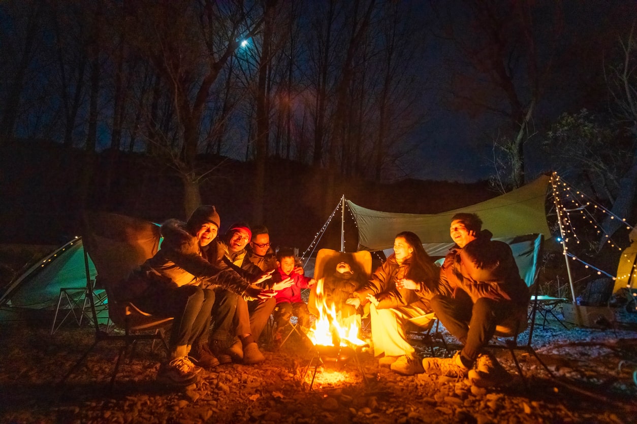 friends around a campfire