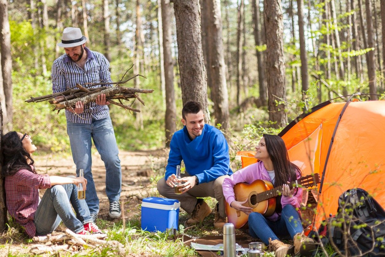 Camp with cooler on the side