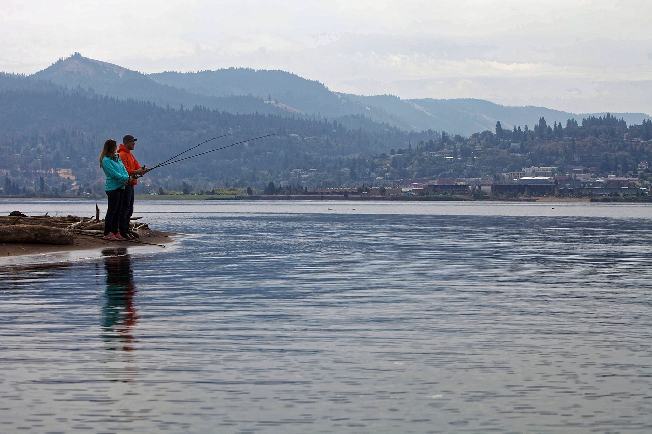 man and woman fishing