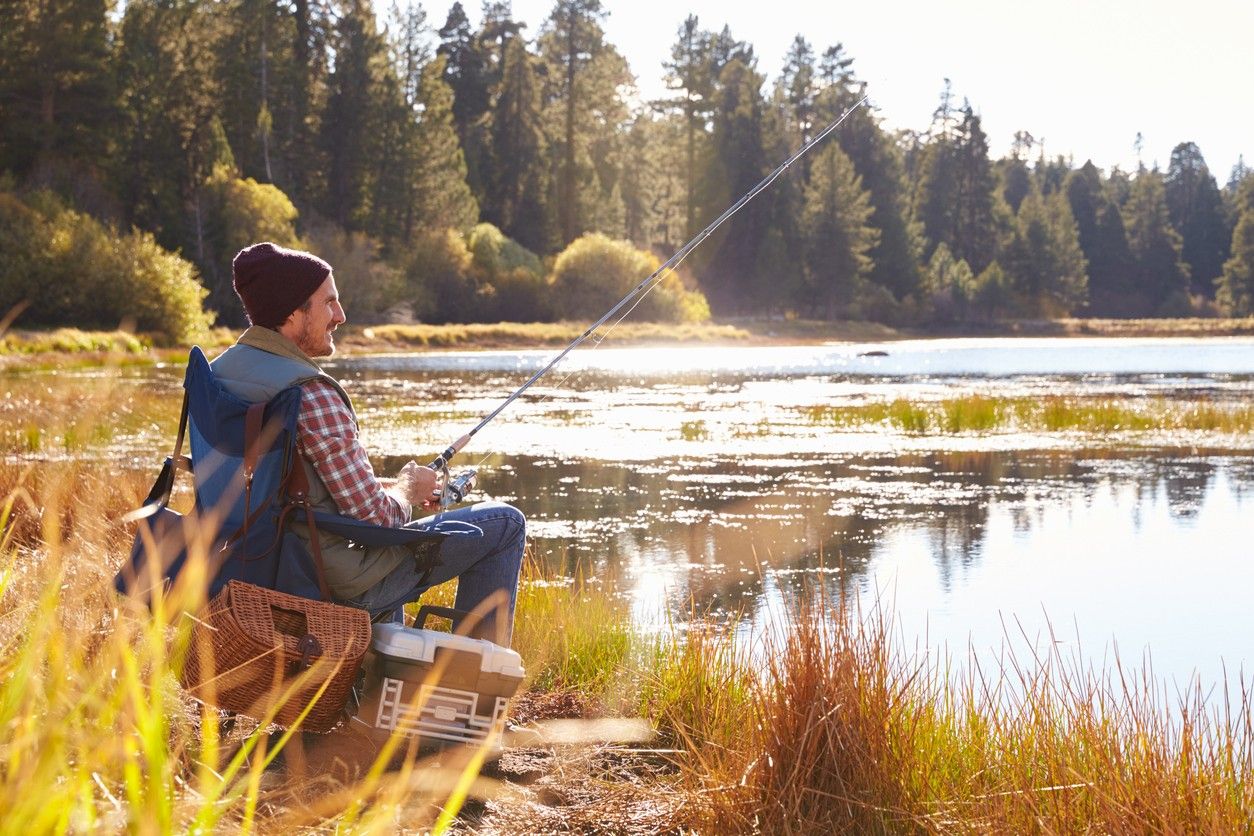 man fishing in a lake