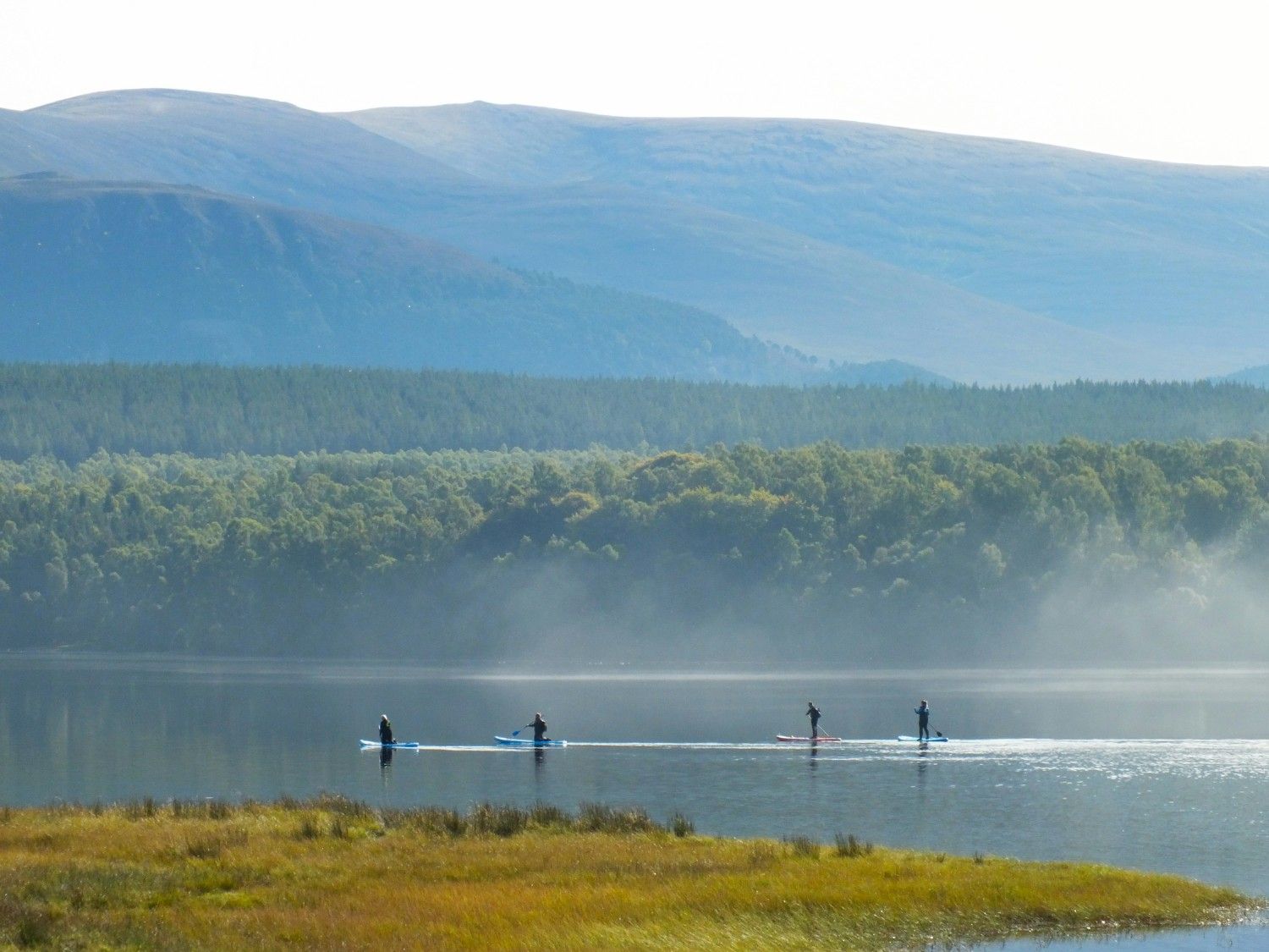 people kayaking on Loch Insh