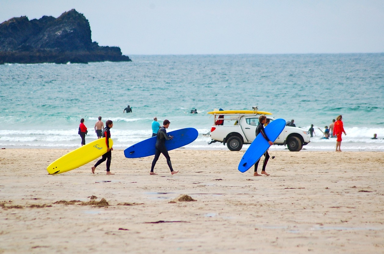 Surfers at Fistral Beach