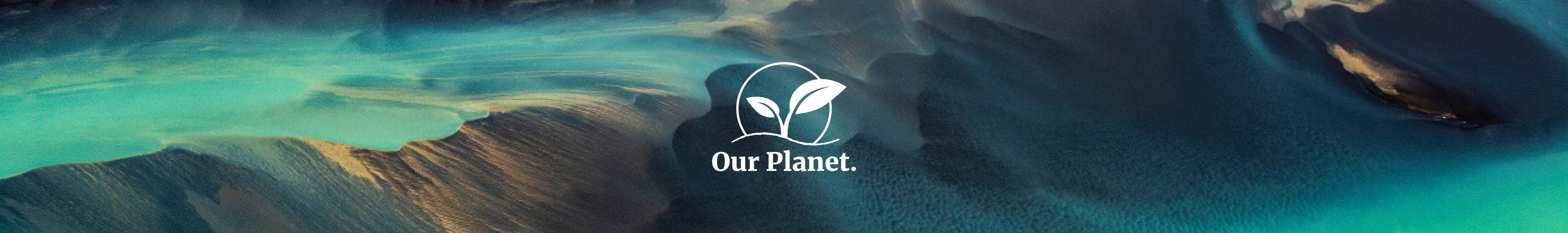 Our Planet collection. Our Planet logo on the green background