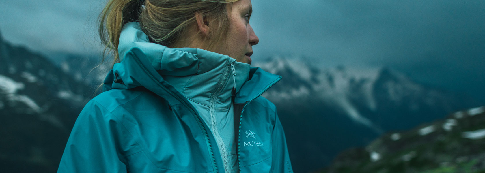 A woman in an Arc'teryx jacket