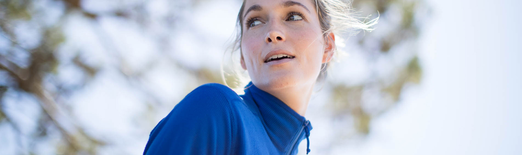 A person wearing a half zip Arcteryx fleece